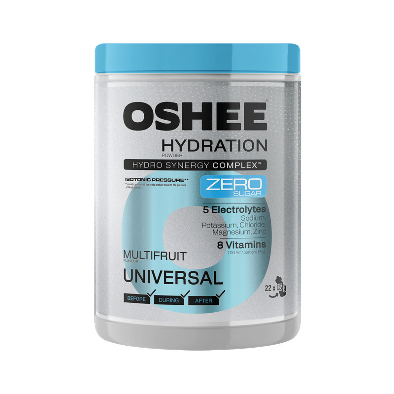 5905868422757 OSHEE Hydration Powder Multifruit Zero Jar 330g Oshee Polska