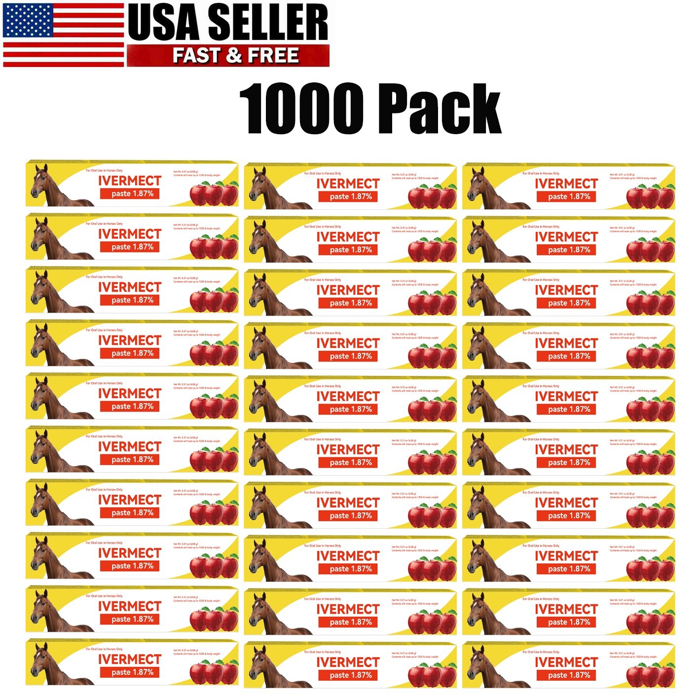 100 Pack New Paste Wormer Horse Dewormer Apple Flavor US Free ShippingEXP 1/2028