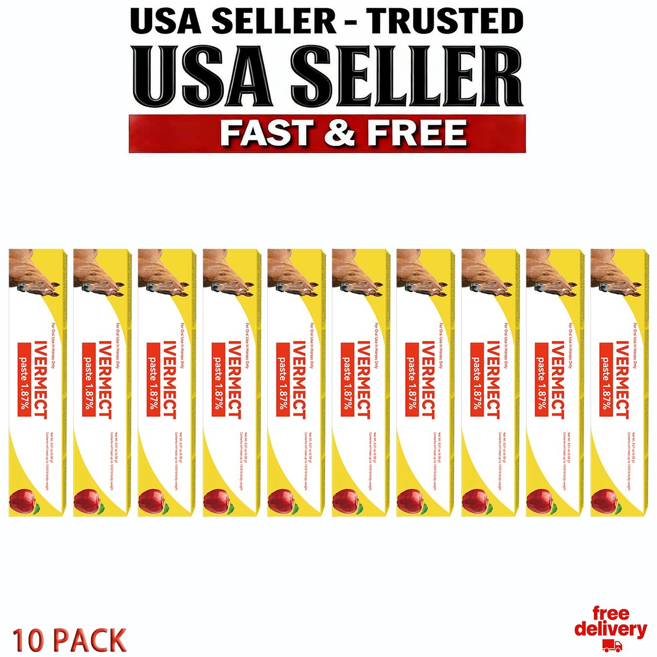 10 Pack of 6.08g Apple Flavor Horse Dewormer Paste – Oral Syringe Included1/2028