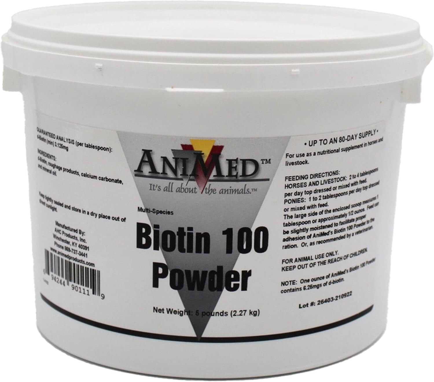 Biotin 100 Supplement (5 lbs) for Adult Horses & Dogs – Boost Health & Shine