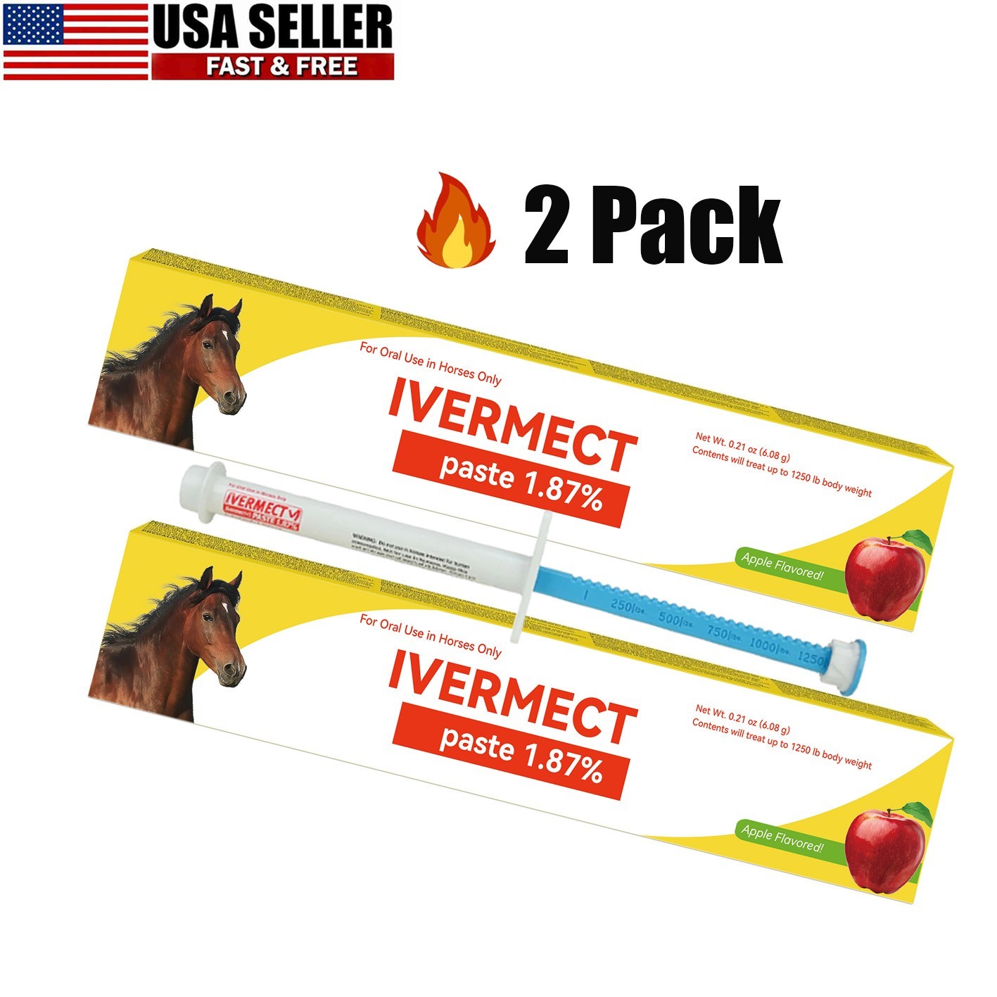 2 Pack In Box Paste Horse Dewormer Apple Flavor wormer Friendly design US 1/2028