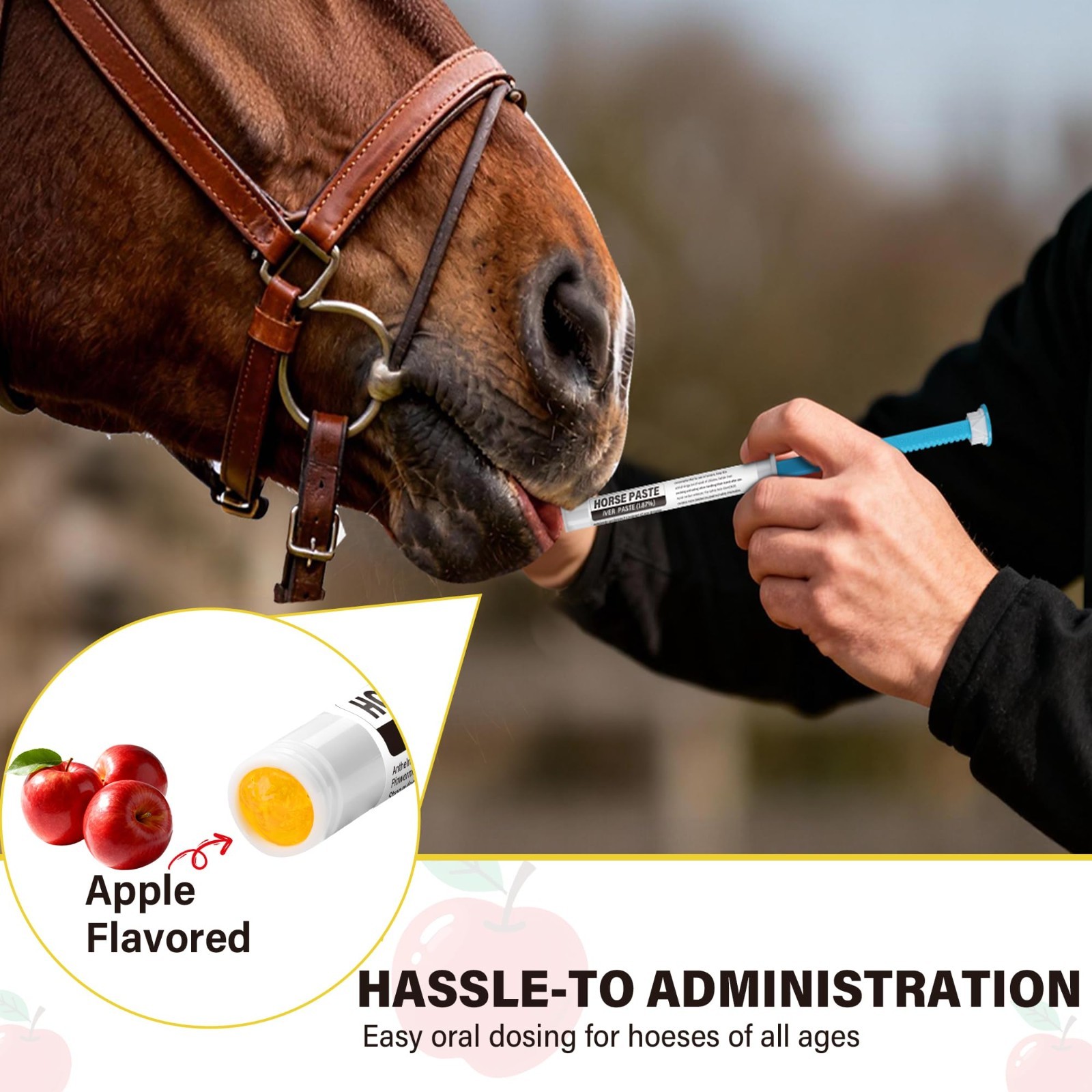 4 Pack Apple Flavored Equine Paste 1.87% – 6.08g Oral Gel for Horses