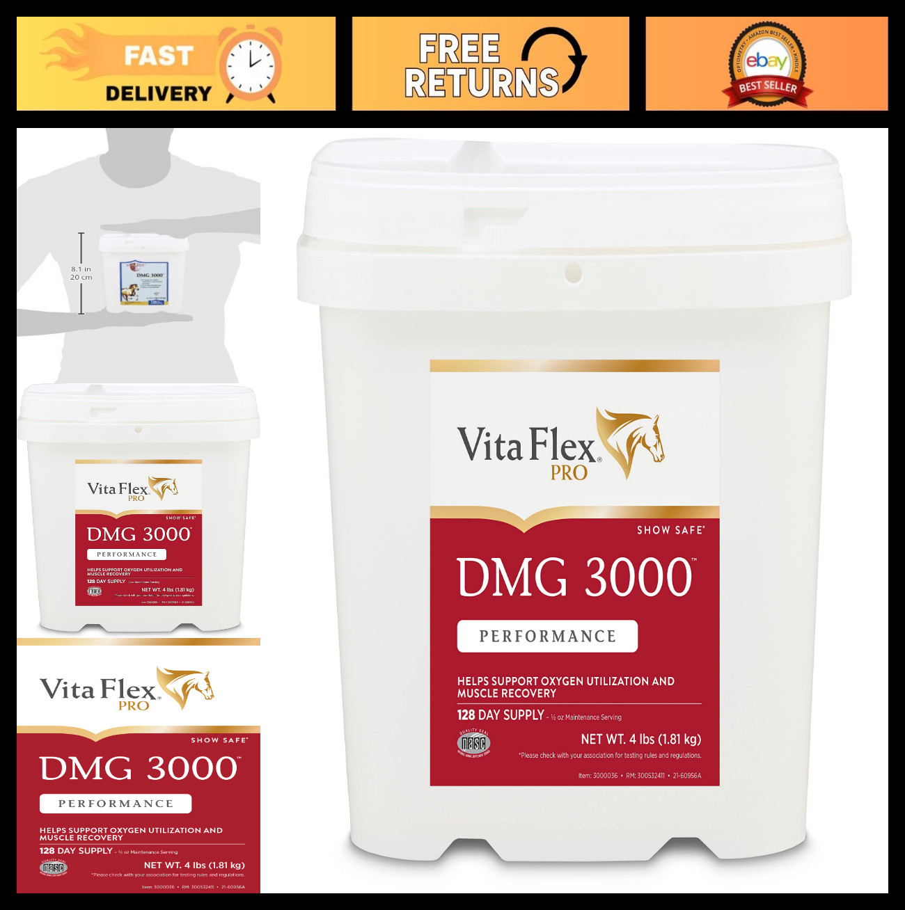 DMG Concentrate for Horses – 4 lbs, 128-Day Supply, Supports Performance & Recov