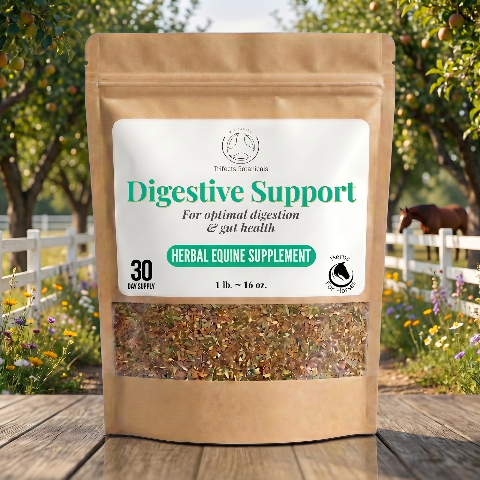 Digestive Support Herbal Horse Supplement – Natural Blend for Equine Gut Health