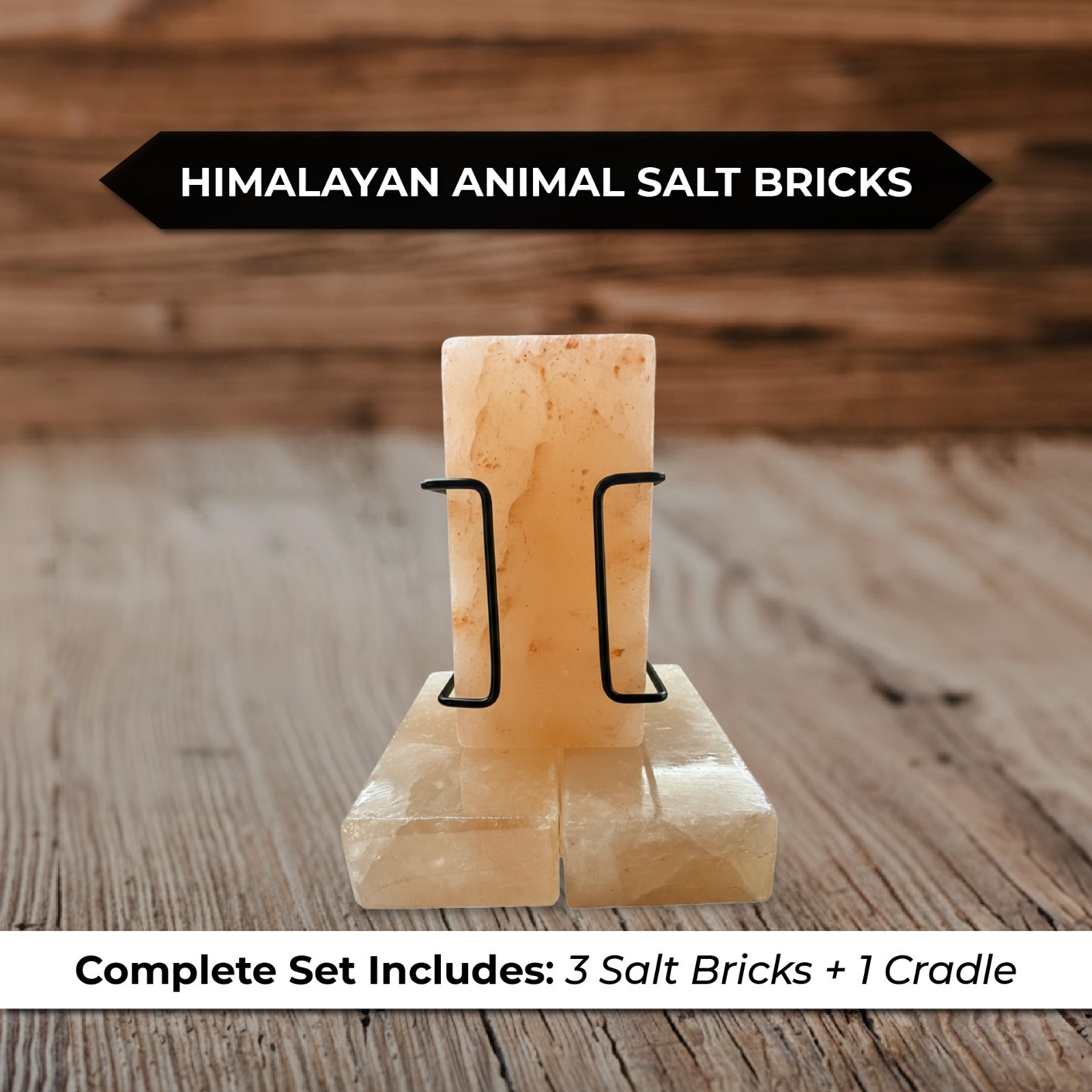 Pacific Pelican Himalayan Pink Salt Animal Lick Brick – 3 Bricks with Cradle