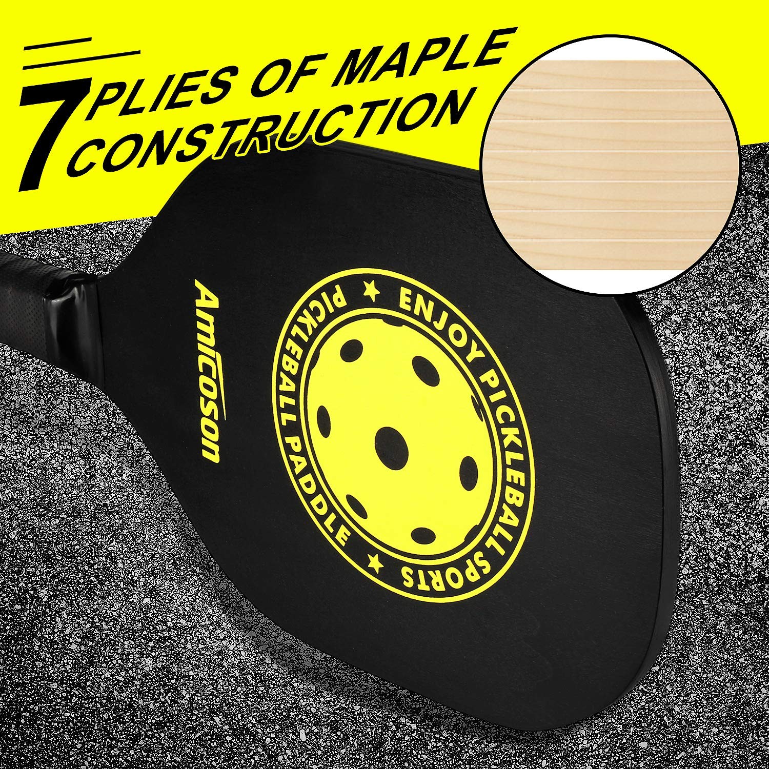 Pickleball Paddle Set with 4 Paddles, Indoor & Outdoor Balls, Paddle Wooden Schl…