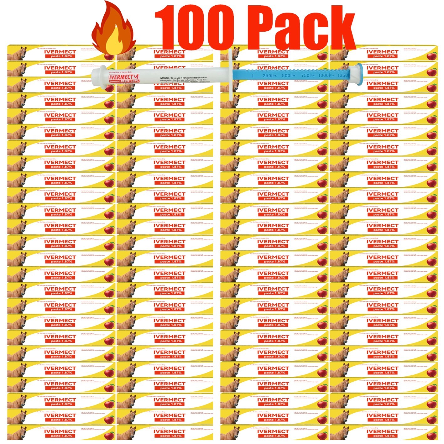 100 Pack In Box Paste Horse Dewormer Apple Flavor wormer （EXP 01/2028）
