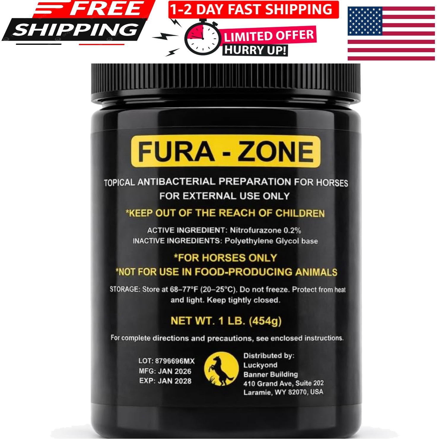 Equine Topical Care Ointment for Horses, Nitrofurazone, 1 lb