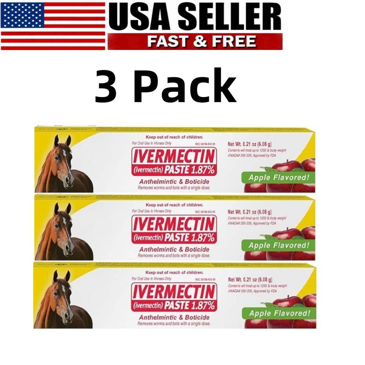 Apple Equine Paste 3-Pack – Fresh exp 1/2028, Low Price, Easy Application, New