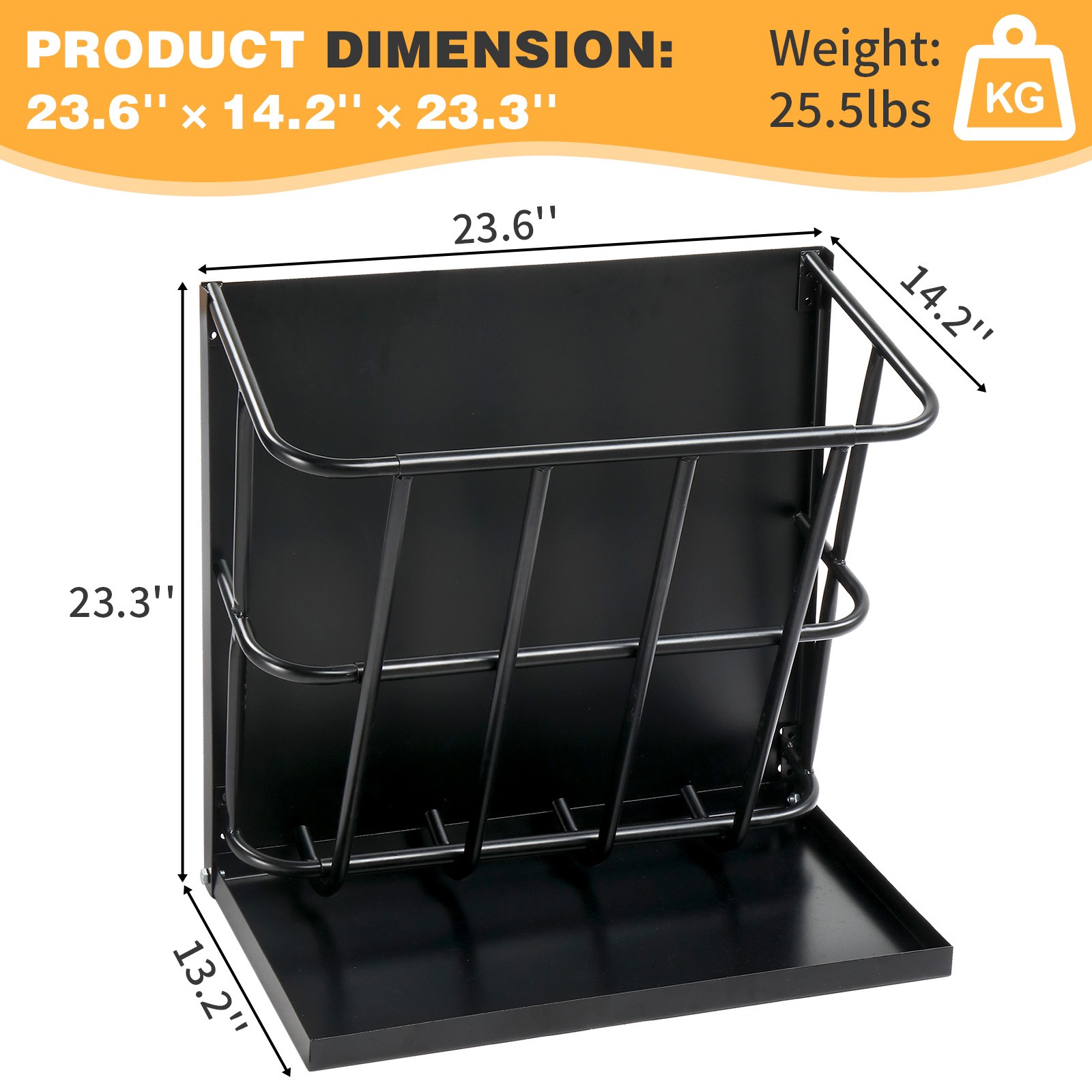 2in1 Hay Feeder Detachable Grain Tray Goat Sheep Livestock Wall Mount Steel Rack