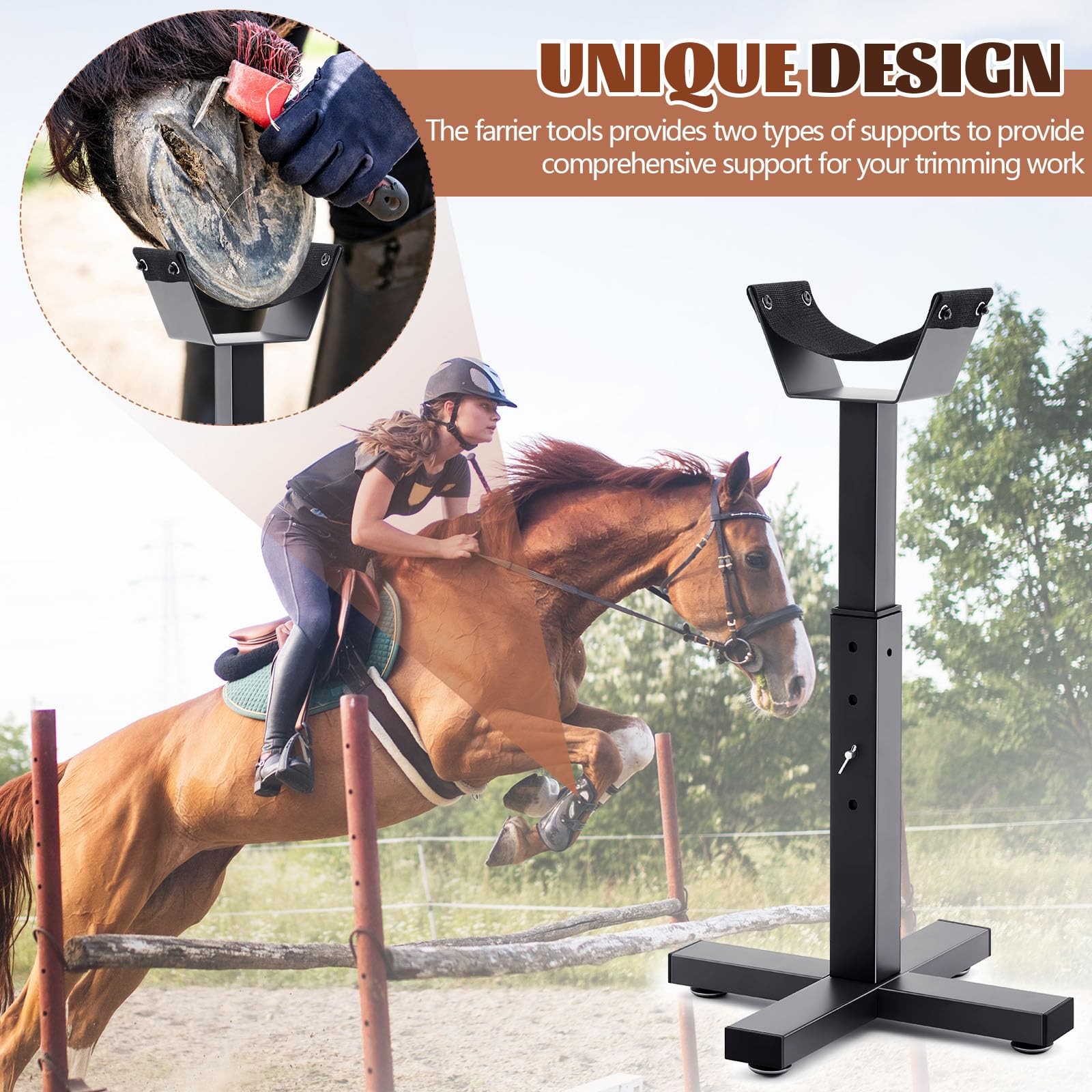 Adjustable Farrier Stand Metal Blacksmith Farrier Horse Hoof Stand with 5 Adj…