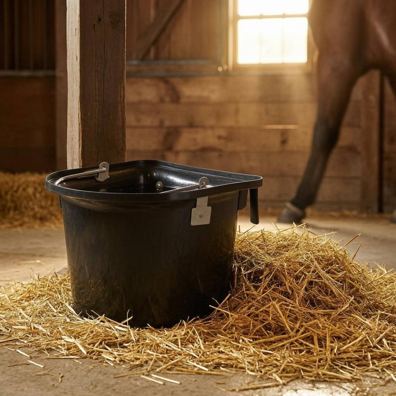 D-Shaped Nourishment Container Black Reliable Feeding Pail Container No Tools