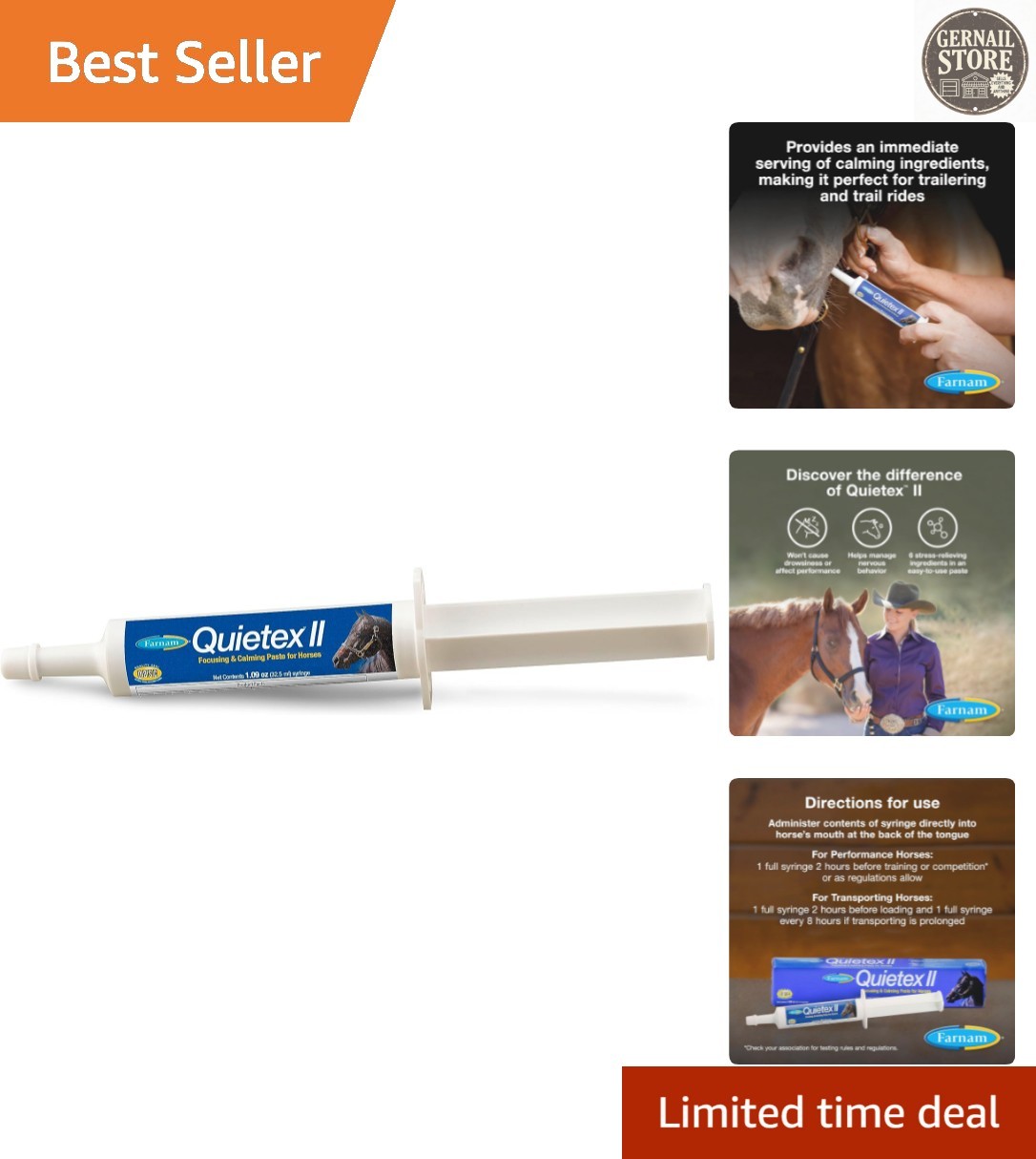 Quietex II Horse Calming Paste, 32.5ml – Non-Drowsy Relief for Anxious Horses