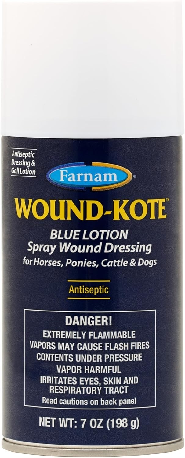 Wound-Kote Blue Lotion Spray – Antiseptic Wound Care for Horses & Dogs, 7 Oz