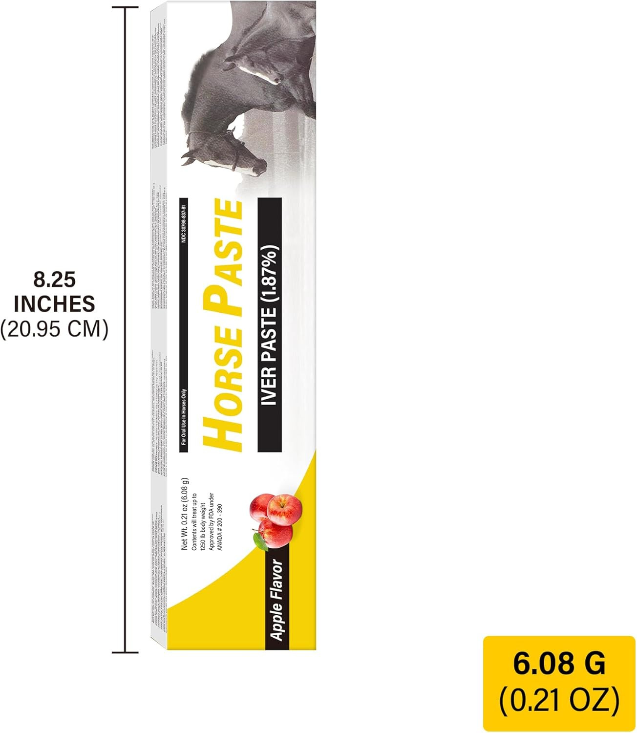 12 Pack Equine Paste 1.87% – (6.08g Each) Apple Flavored Oral for Horse