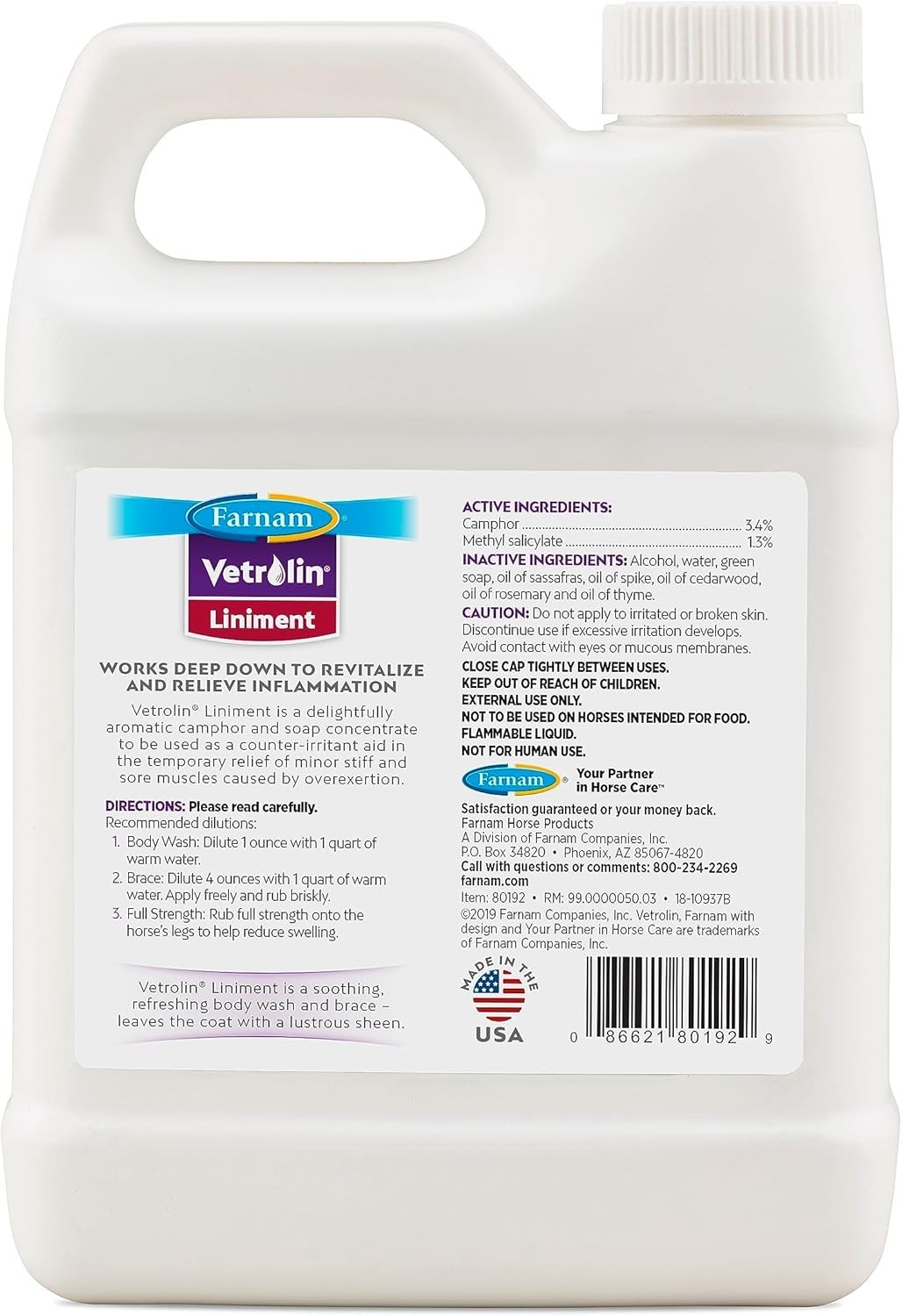 Vetrolin Horse Liniment 32 Oz – Quick Relief for Muscle Soreness & Inflammation