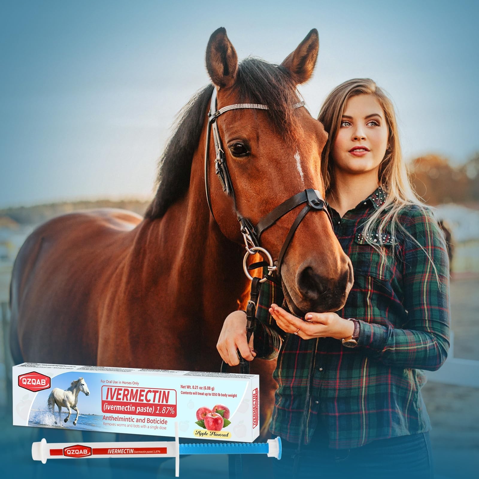 Equine Dewormer Paste 1.87% – Apple Flavor, 6-Pack Oral Treatment for Horses