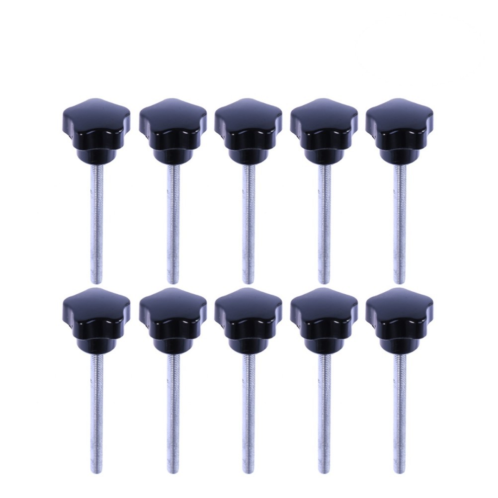 10 PCS M5x60 Hole Screw Grips Clamping Knobs (Black)