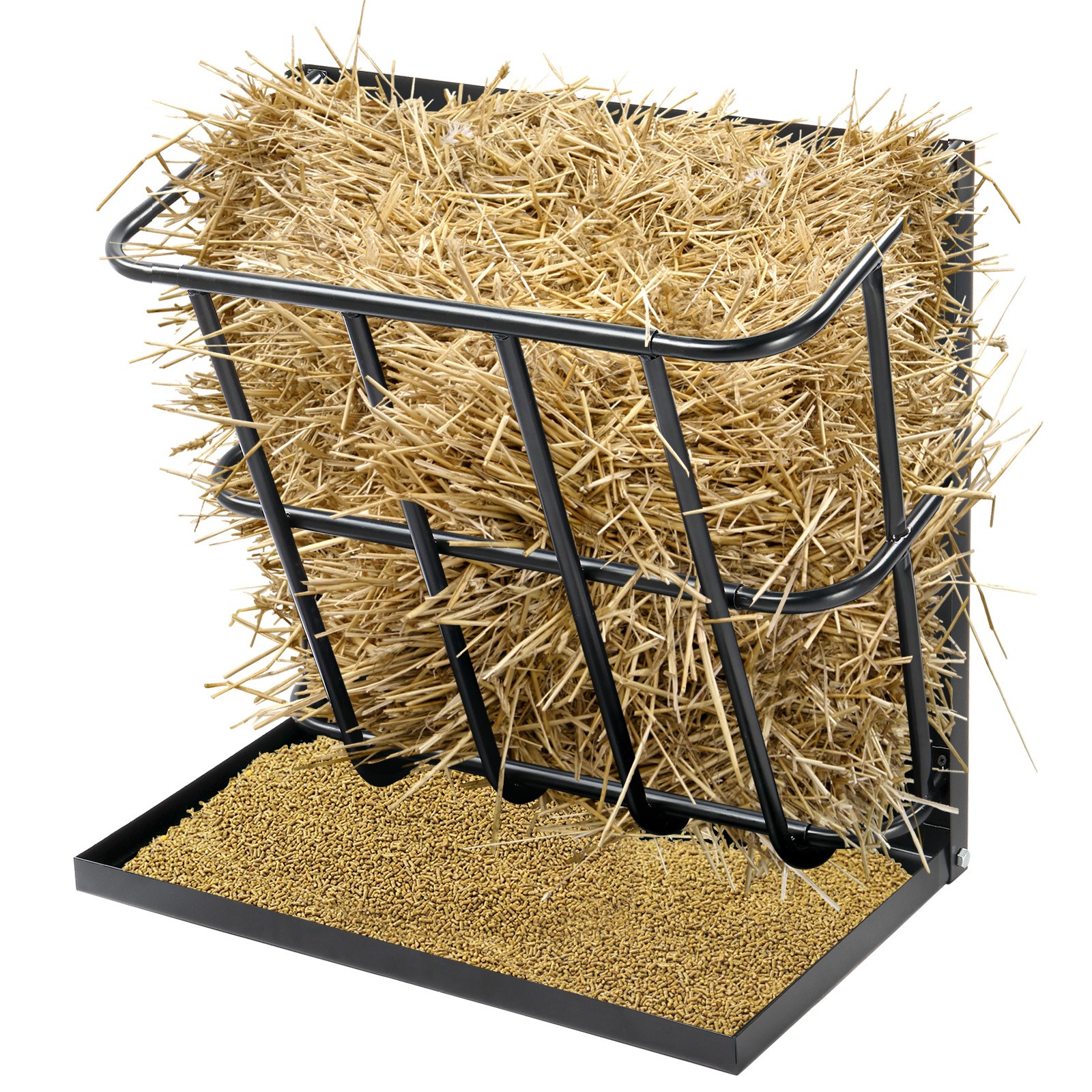 2in1 Hay Feeder Detachable Grain Tray Goat Sheep Livestock Wall Mount Steel Rack