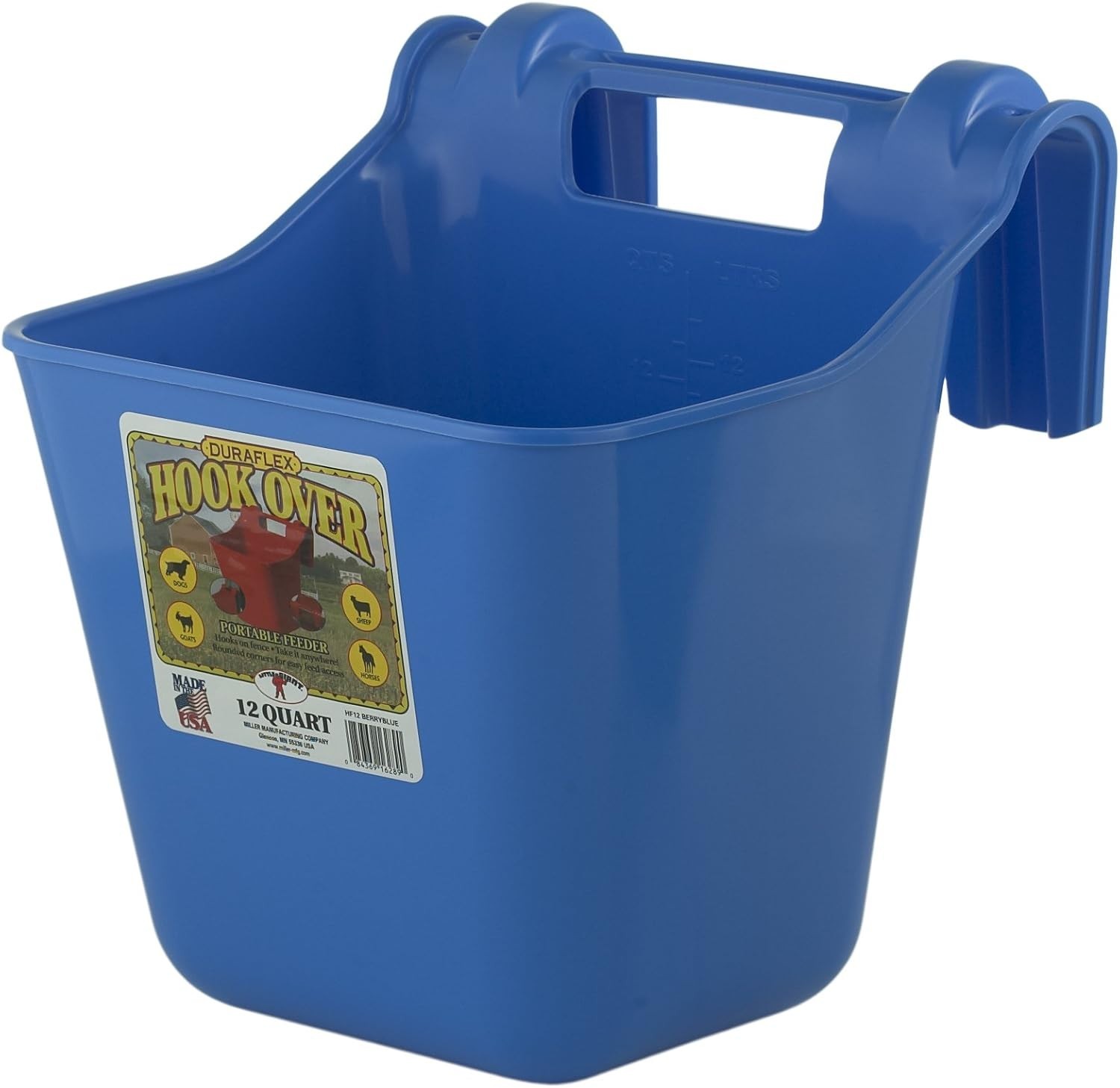 Plastic Hook Over Feed Bucket 12 Quart Livestock Horse Feeder USA