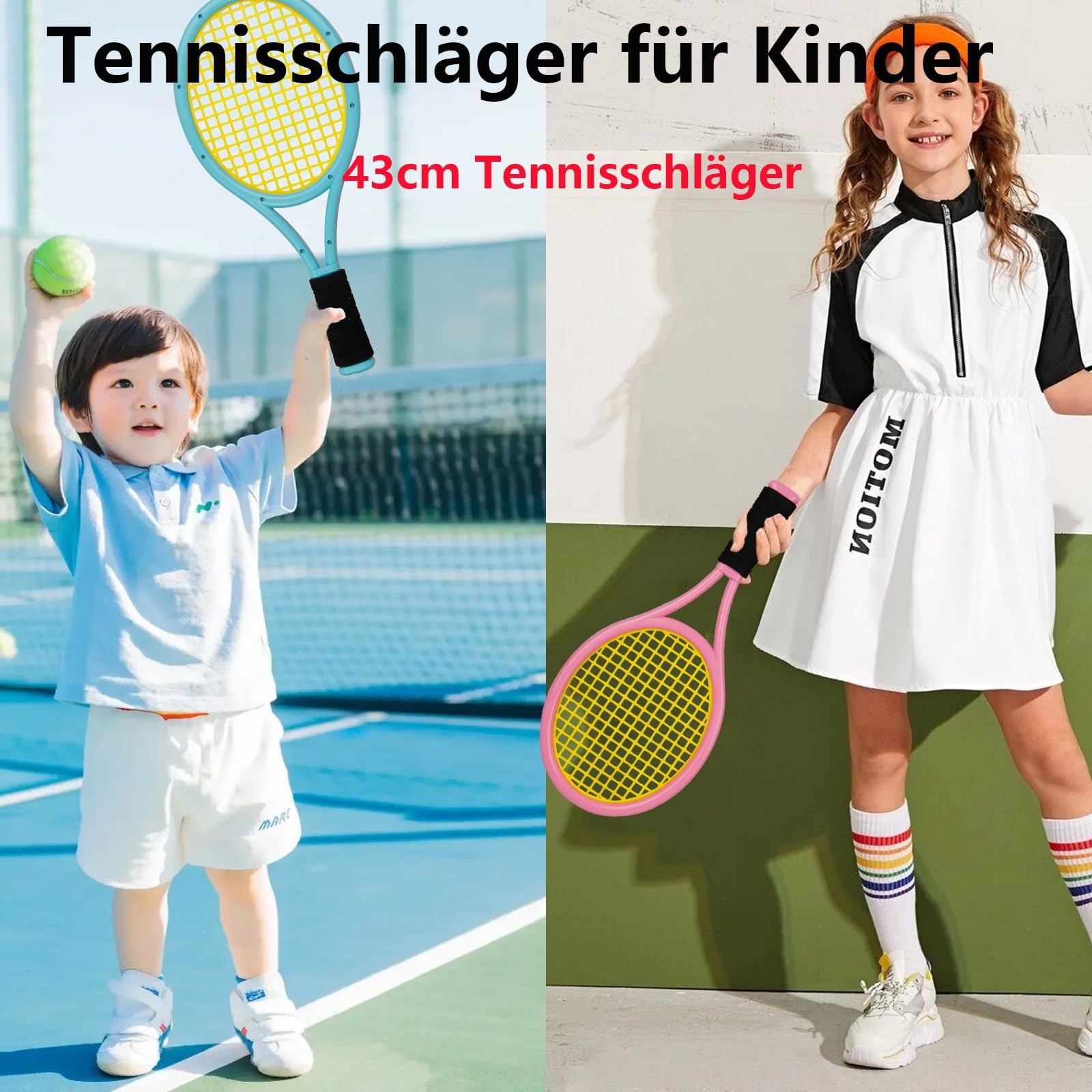Kids Tennis Racket Set 17 Inch, With 4 Soft Training Balls & 6 Badminton…