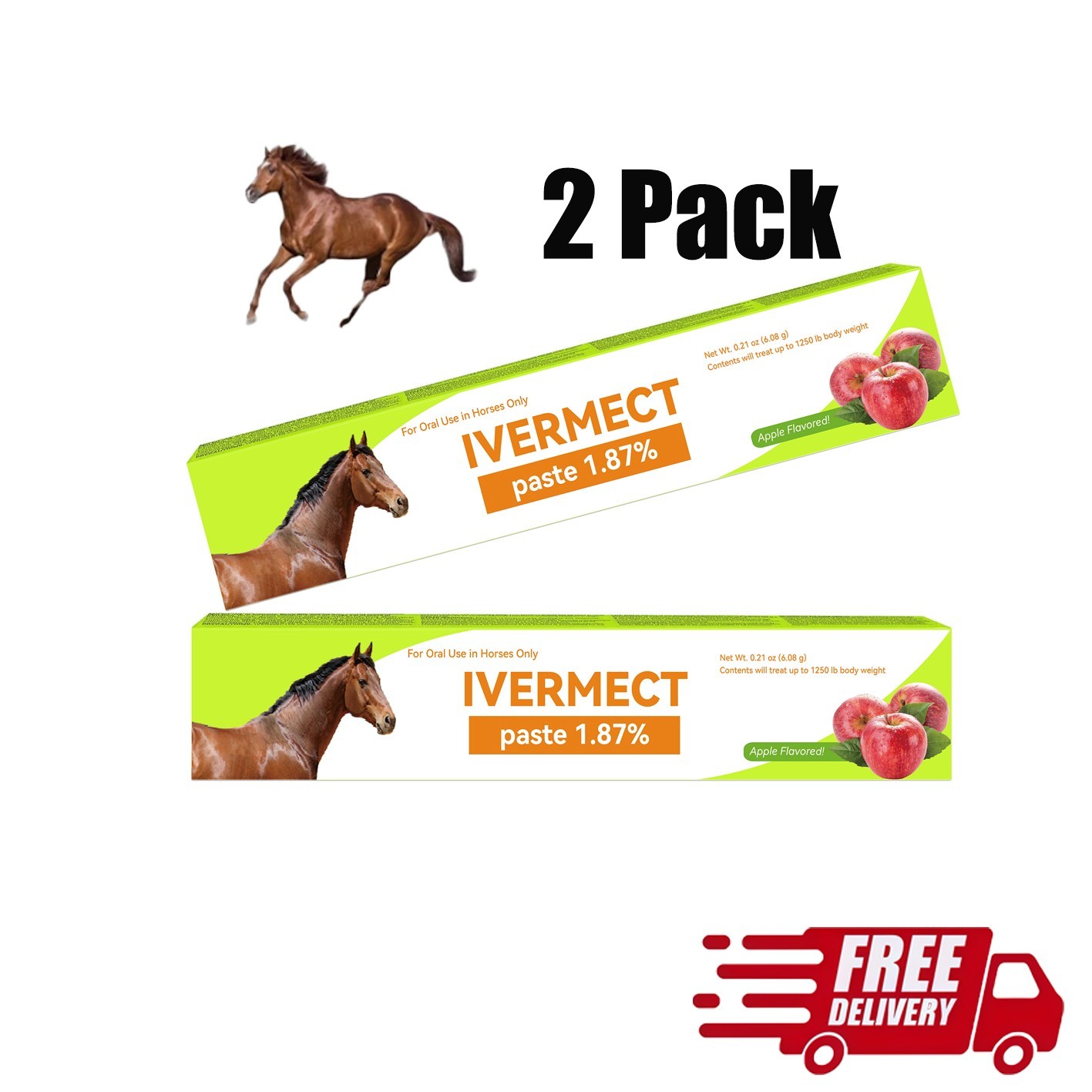 2 Pack In Box Paste Horse Dewormer Apple Flavor wormer EXP 01/2028