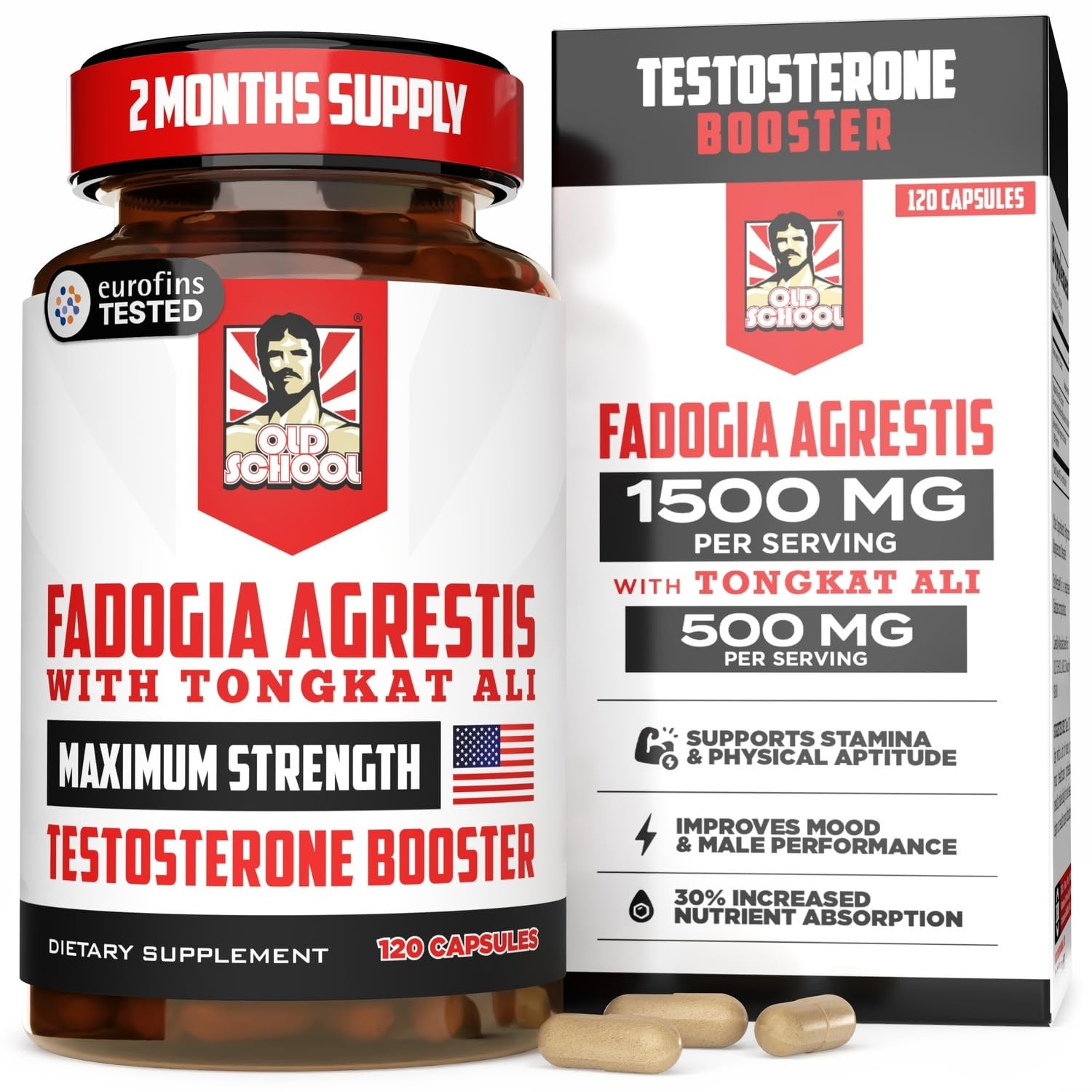 Old School Labs Testosterone Supplement 120 Count (Pack of 1), 120 Capsules