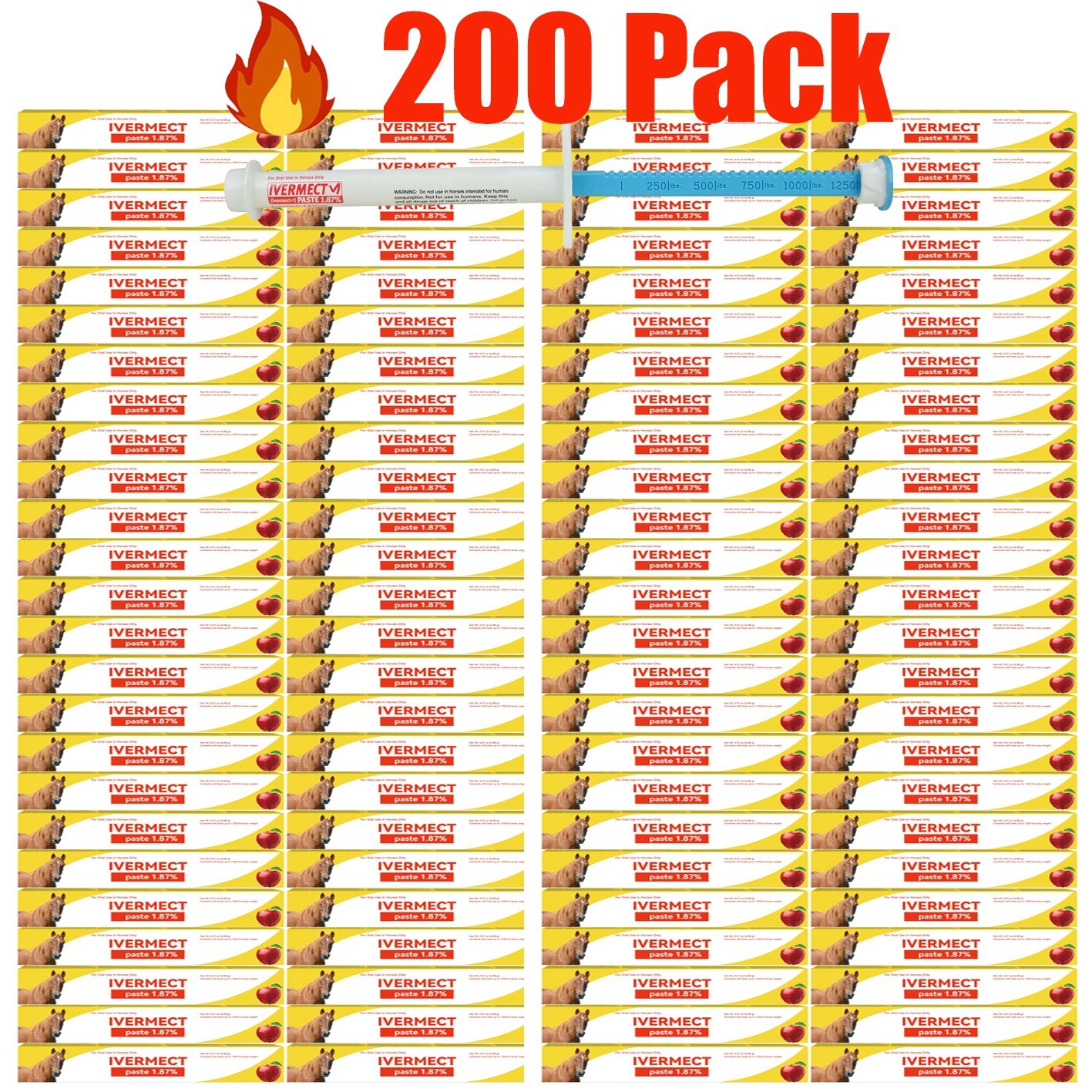 200 PackHorse Dewormer Paste Apple Flavor EXP 1/2028 Convenient Operation