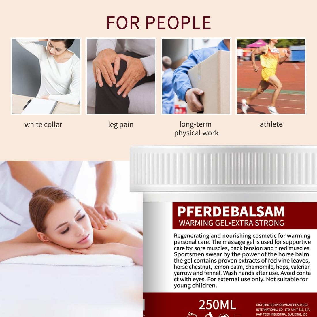 Pferdebalsam Horse Balm Gel, Extra Strength 8.8 Ounce (Pack of 2), Red