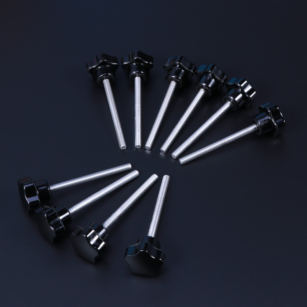 10 PCS M5x60 Hole Screw Grips Clamping Knobs (Black)