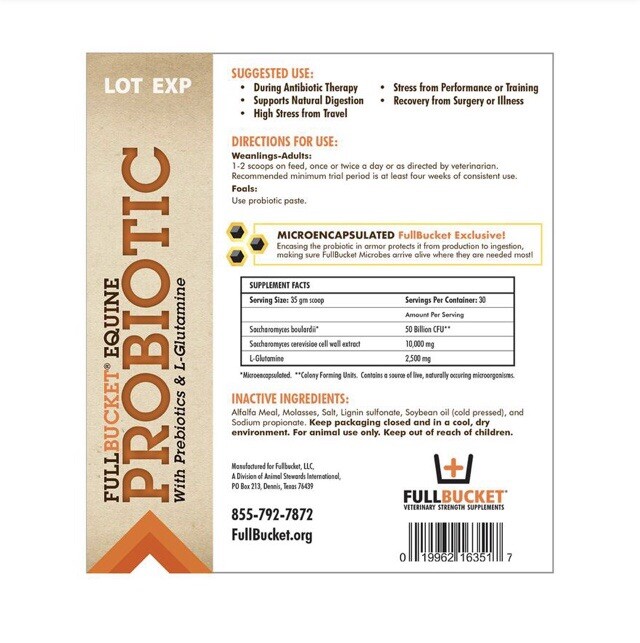 Full Bucket Equine Probiotic Pellets 11.6 lb 150 Servings FAST, FREE SHIPPING