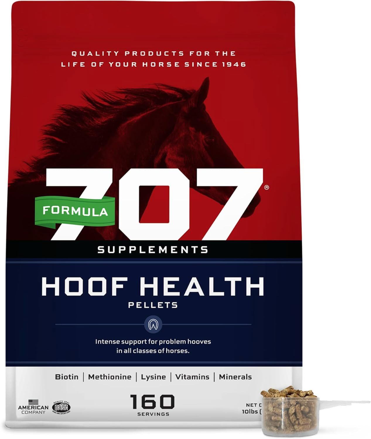 Hoof Health Equine Supplement, 10 Lb Bag – 160 Servings – Biotin, Amino Acids, a
