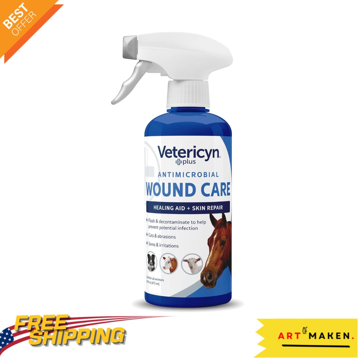 16oz Plus Horse Wound Care Spray – Essential Healing Aid for Equine Care
