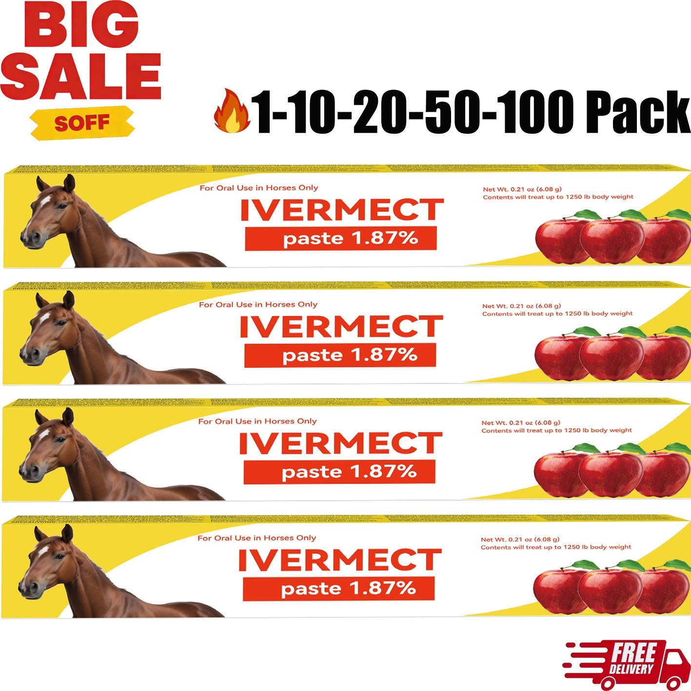 New Paste Wormer Horse Dewormer Apple Flavor US Free Shipping EXP 1/2028