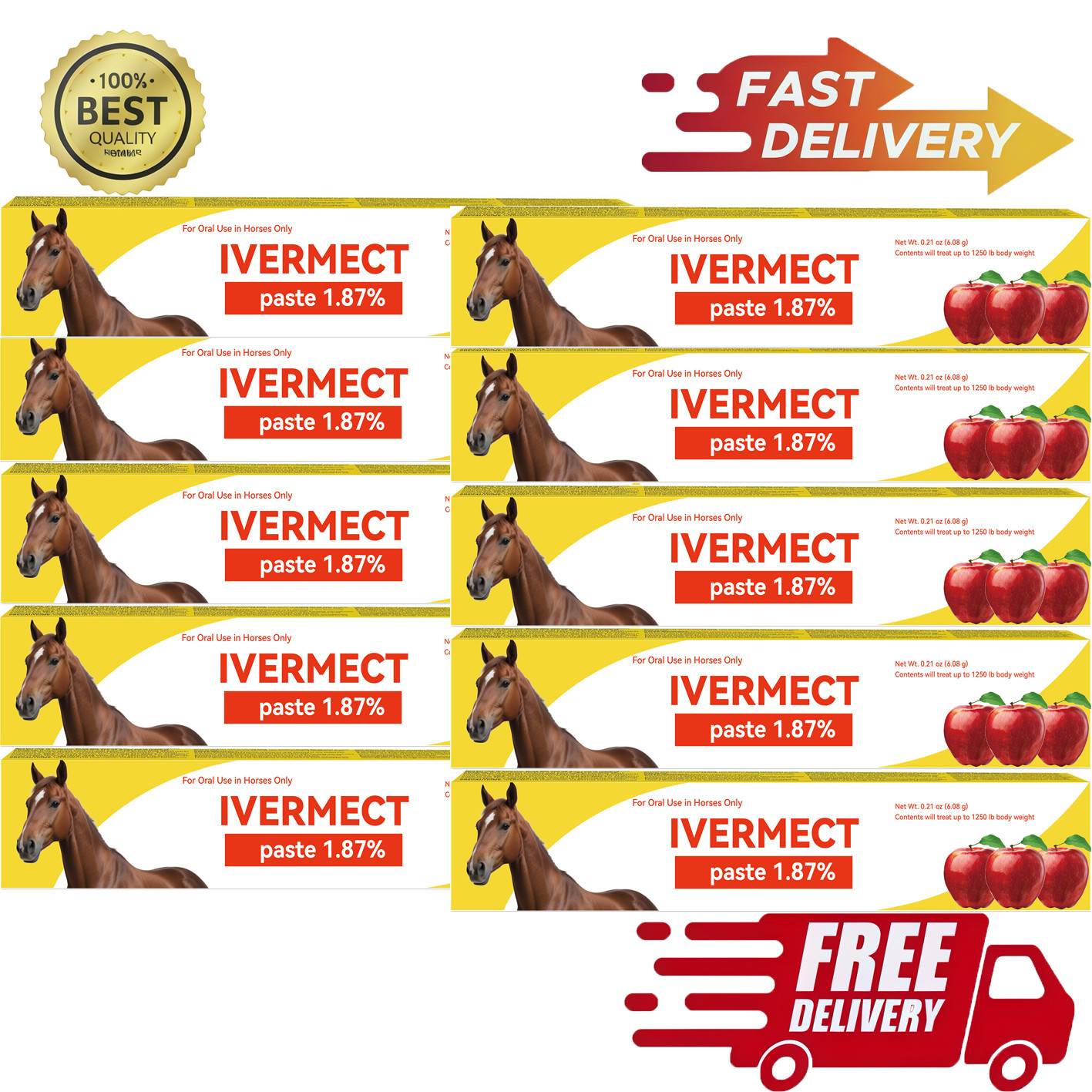 10 Pack New Paste Wormer Horse Dewormer Apple Flavor US Free Shipping EXP 1/2028