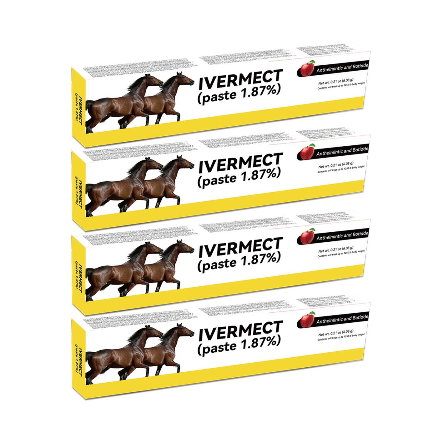 Premium Horse Dewormer Paste 4 Pack Apple Flavor Wormer EXP 01/2028