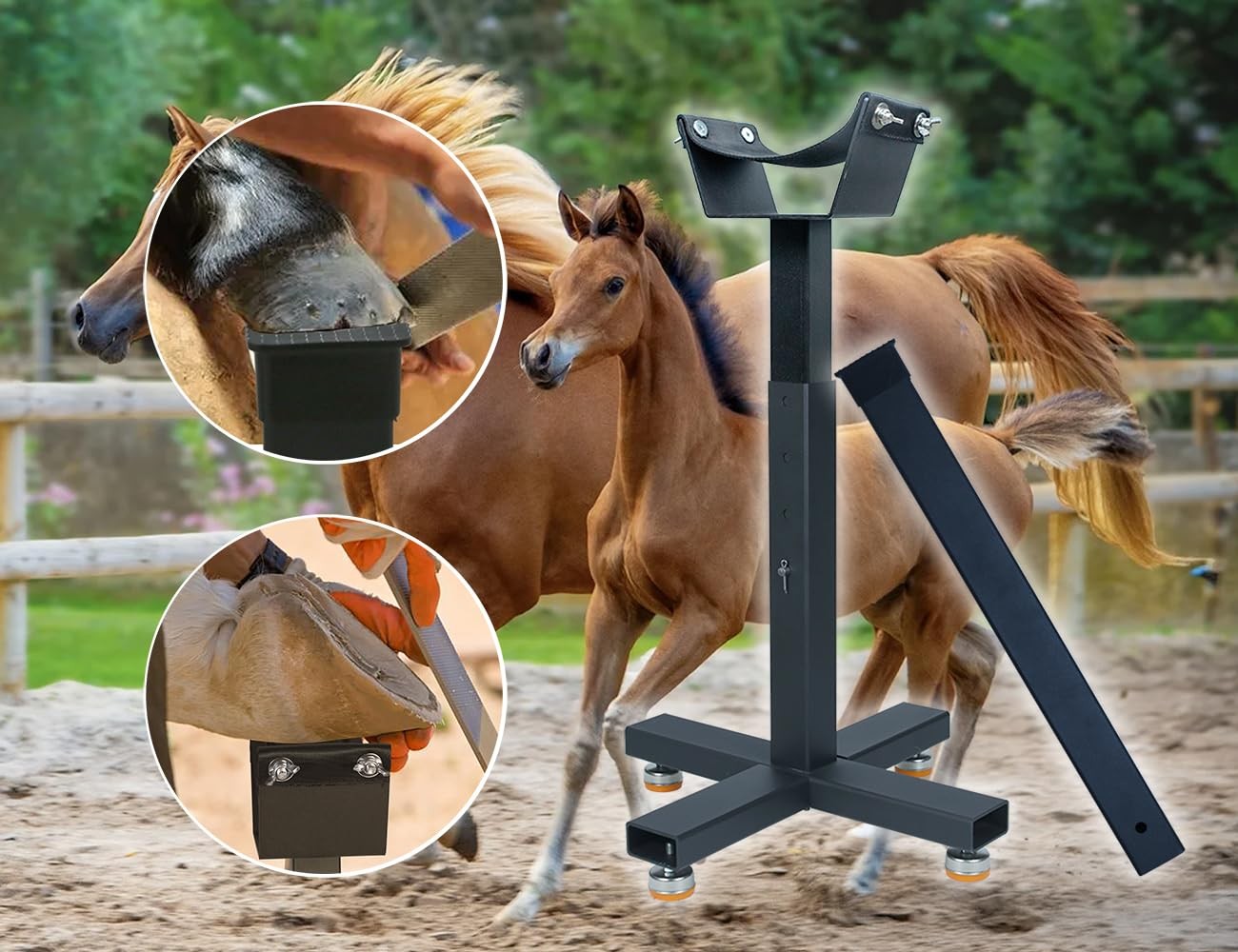 Blacksmith Farrier Horse Hoof Stand Metal Hoof Stand with Adjustable Height H