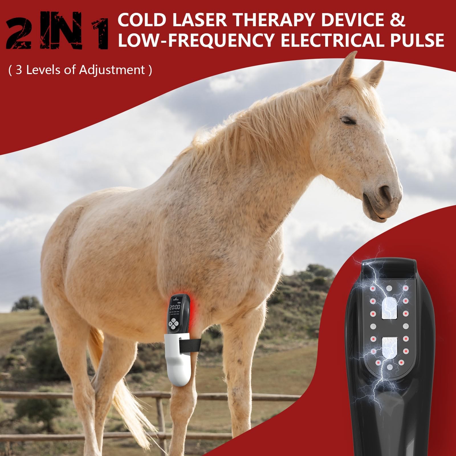 PUPCA Cold Laser Therapy Device for Horse, Portable Red Light with…