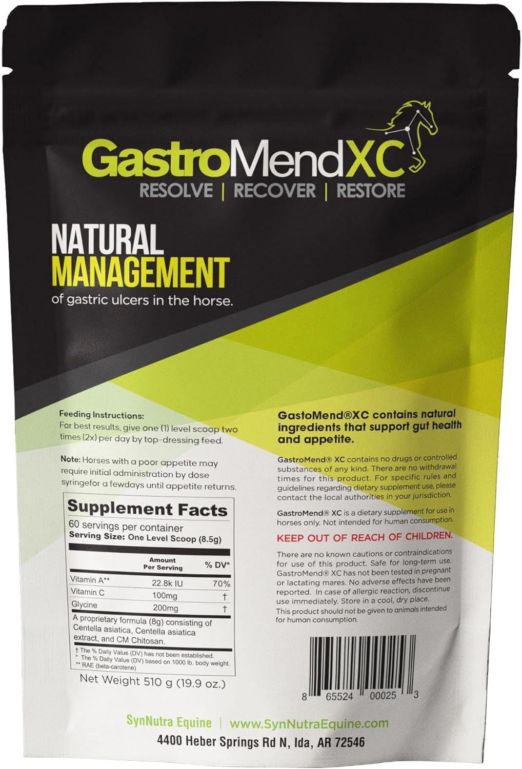 GastroMend XC, 100% Natural Equine Stomach XC – 30 day supply
