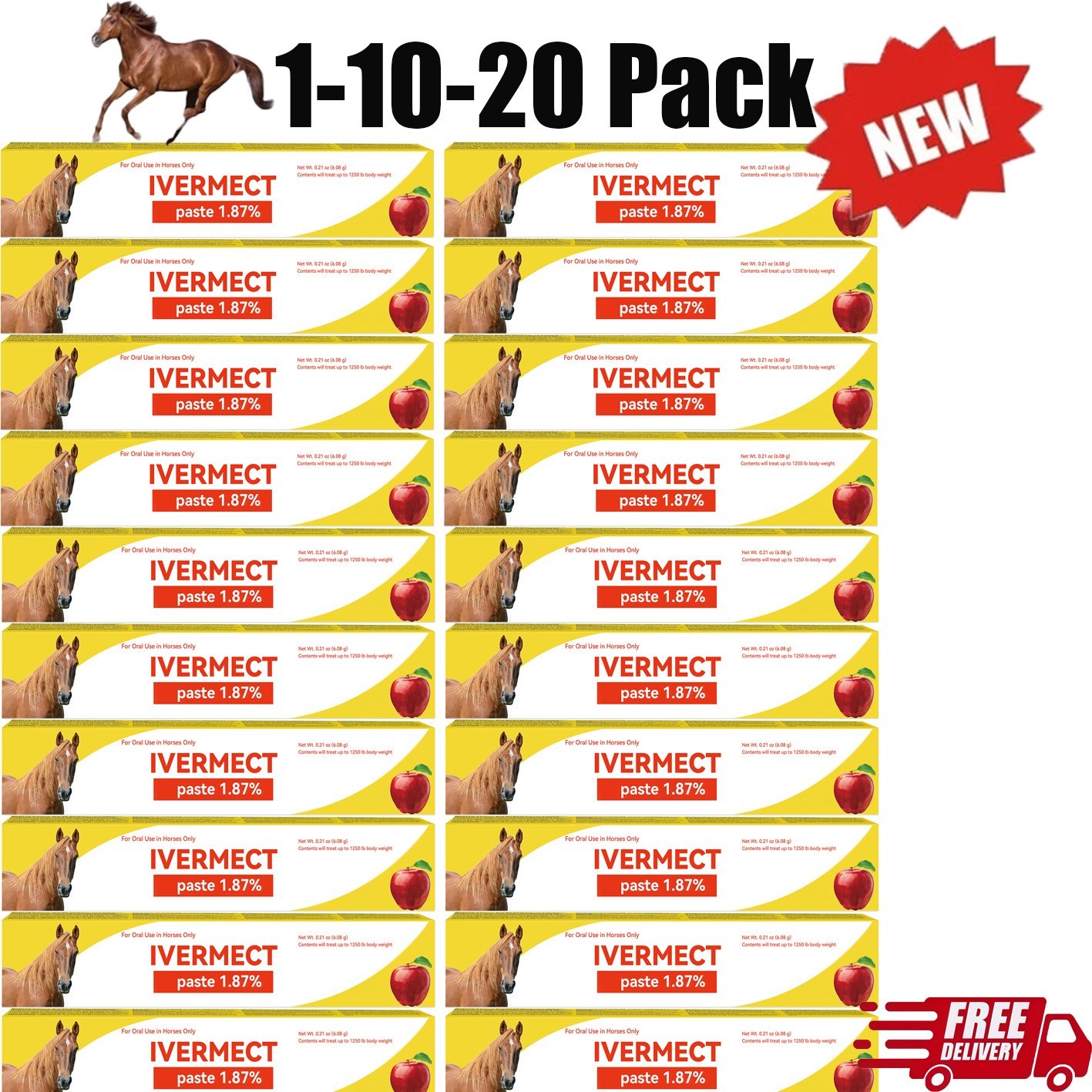 1-10-20 Pack In Box Paste Horse Dewormer Apple Flavor wormer EXP 01/2028 US