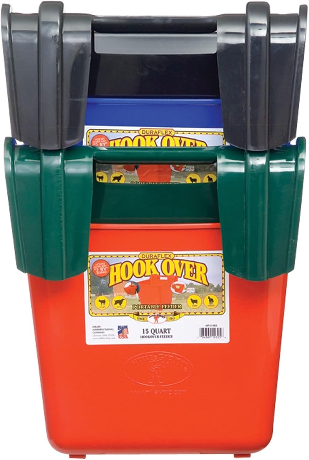® Plastic Hook Over Feeder Mountable Livestock & Pet Feed Bucket Horse Feed