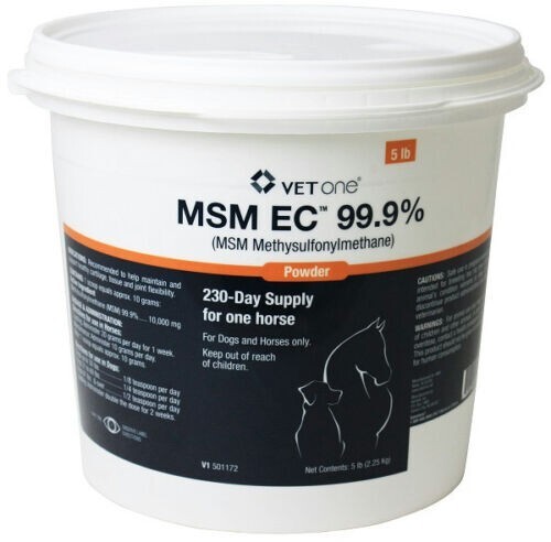 VetOne MSM EC 99.9% Powder Supports Healthy Tissue & Joints in Dogs & Horses 5lb