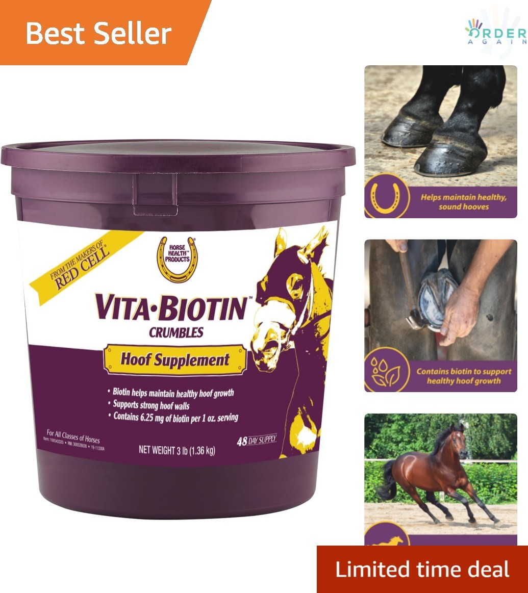 Horse Hoof Supplement Biotin Crumbles 3 lbs. Supports Healthy Hooves