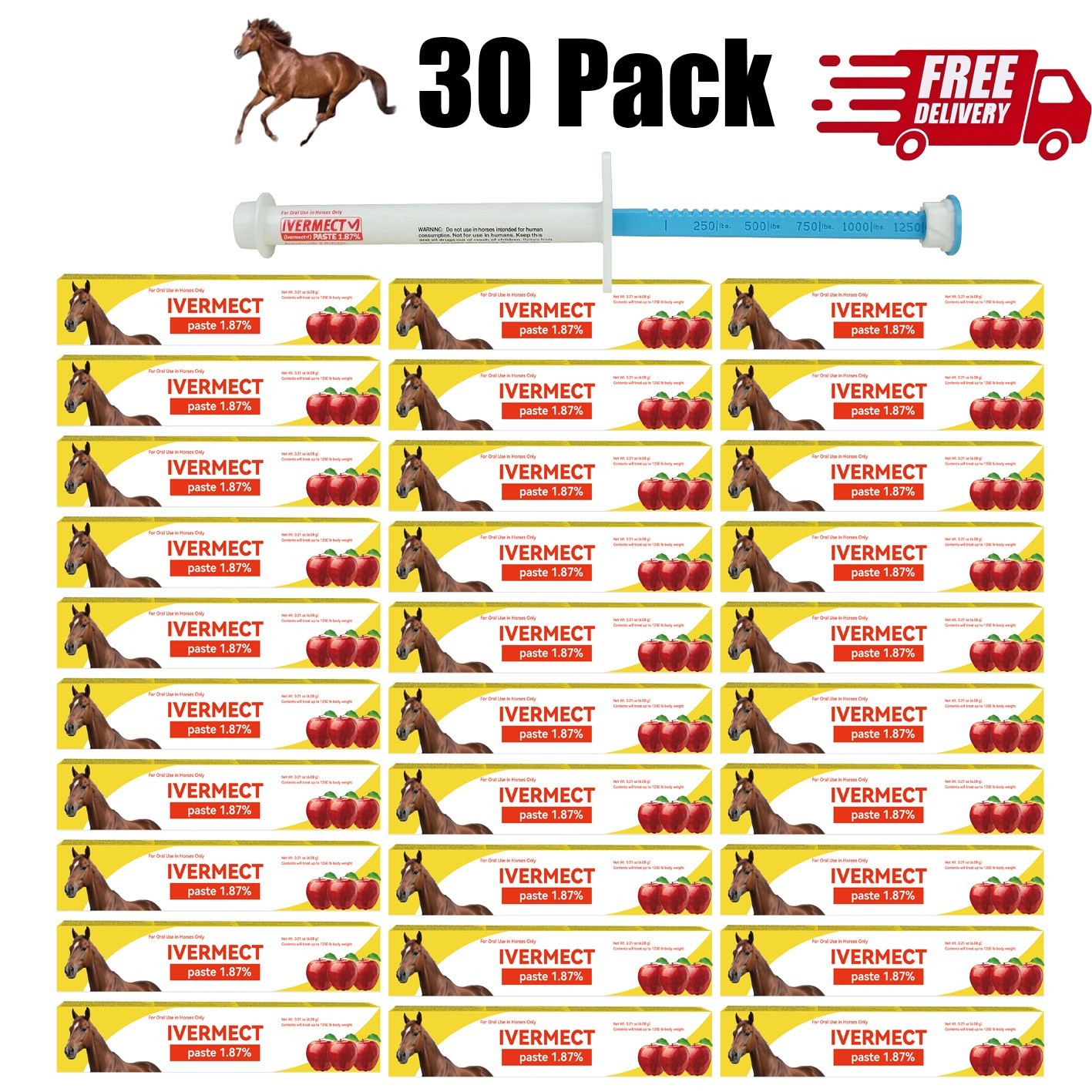 30 Pack In Box Paste Horse Dewormer Apple Flavor wormer US EXP1/2028
