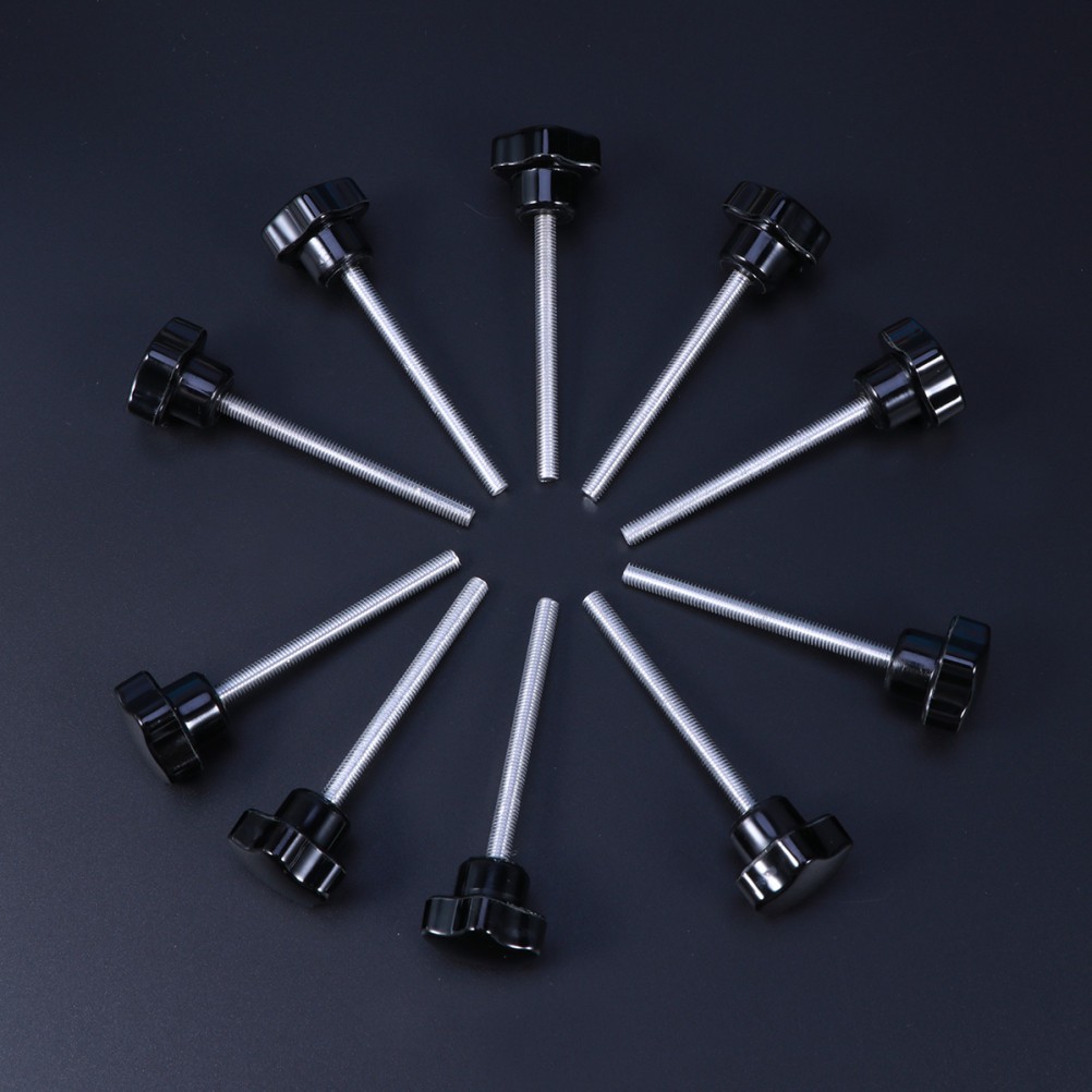 10 PCS M5x60 Hole Screw Grips Clamping Knobs (Black)