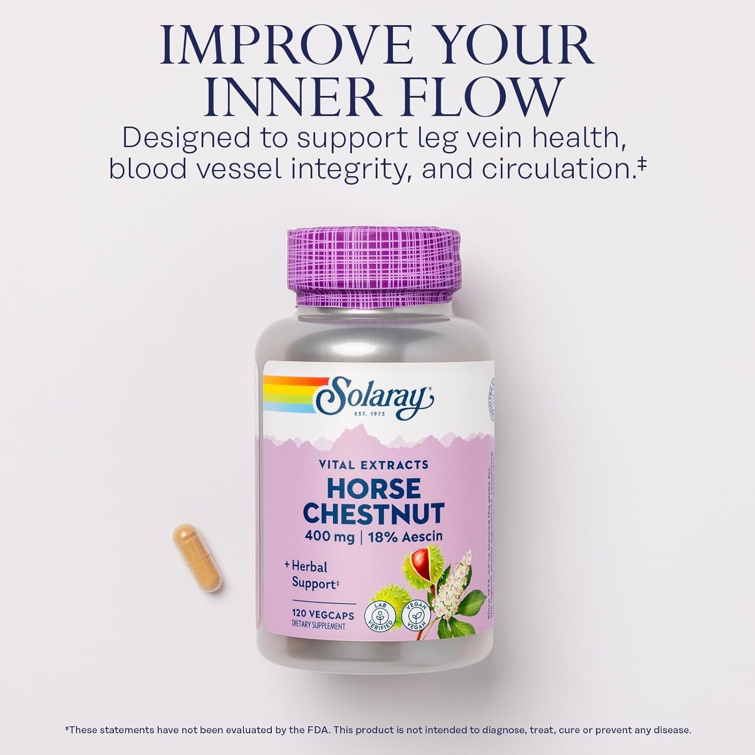 Horse Chestnut Seed Extract 400mg with Aescin & Butchers Broom – Vegan Capsules