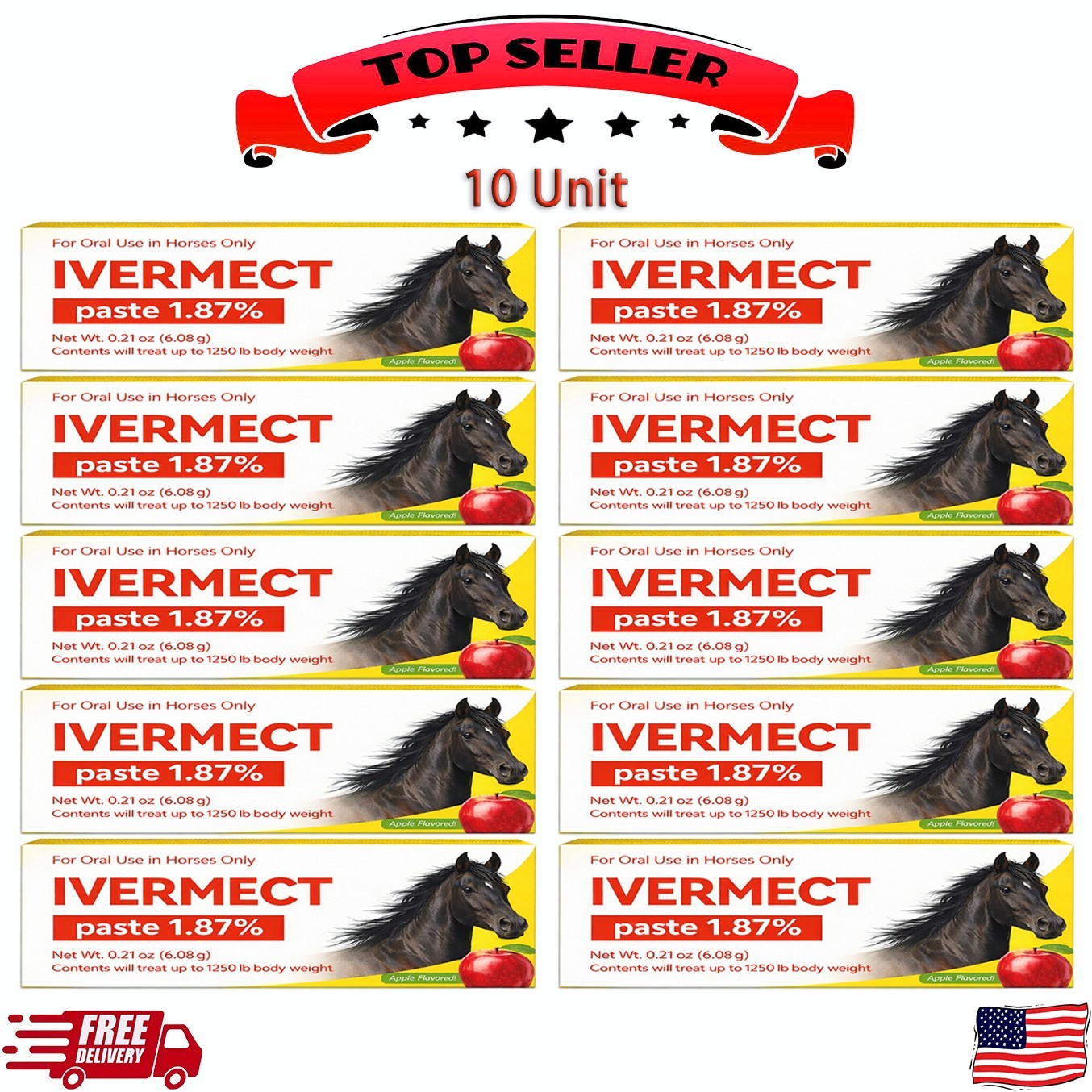 Stock Up & Save: 10-Pack Dewormer for Your Herd (Apple Flavor)-1/2028