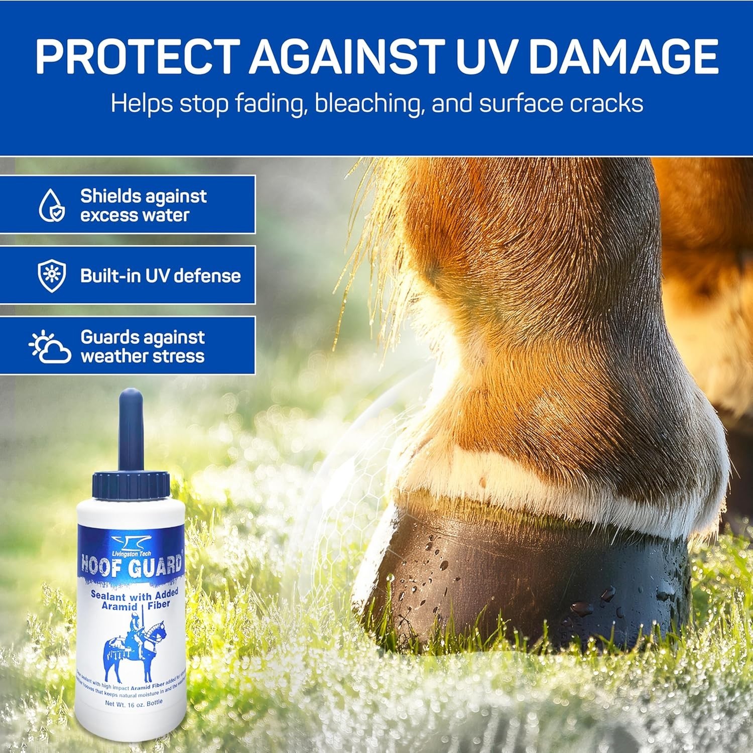 Hoof Guard Sealant for Horses 16oz – Fiber-Fortified Hoof Sealant with Aramid…