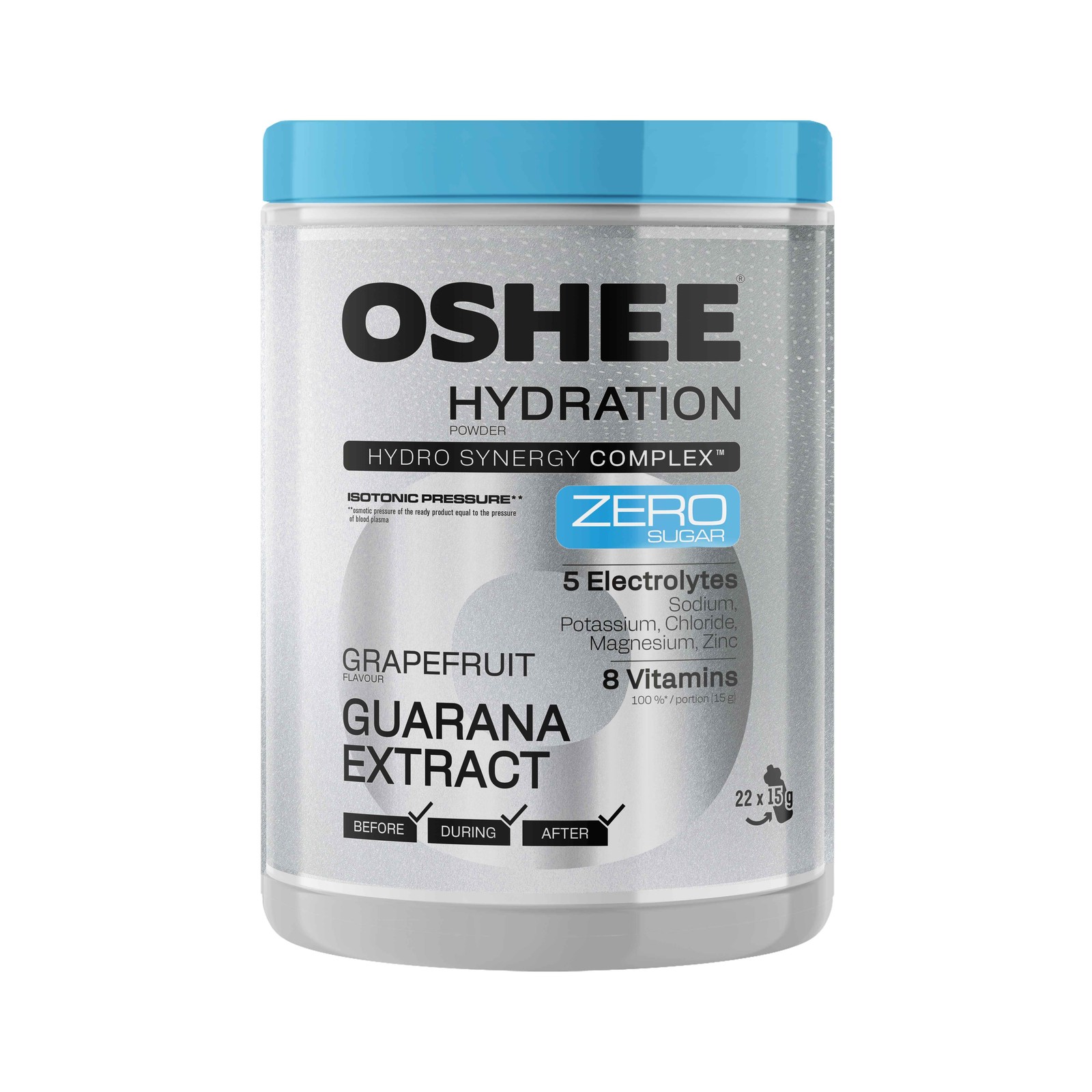 5905868422795 OSHEE Hydration Powder Grapefruit Zero Jar 330g Oshee Polska