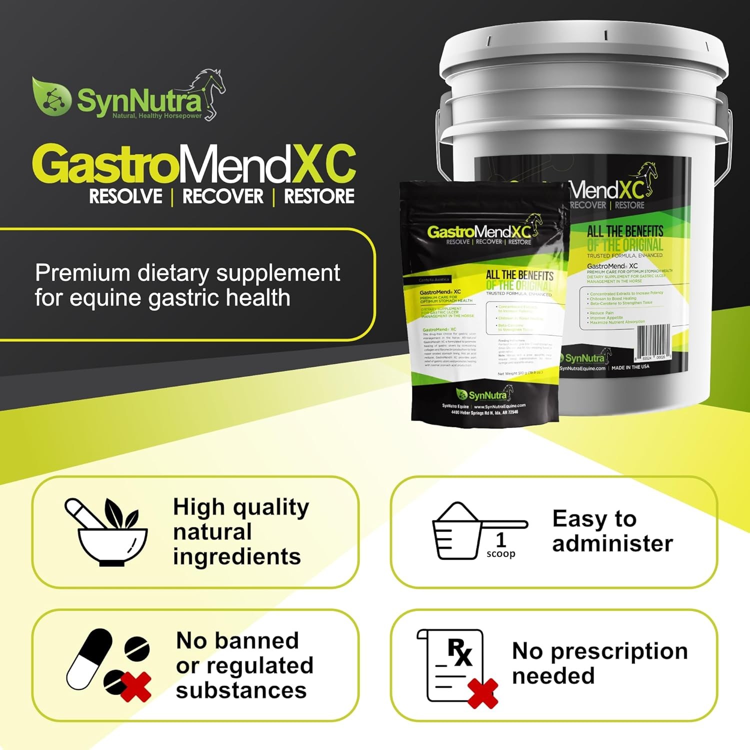 GastroMend XC, 100% Natural Equine Stomach XC – 30 day supply
